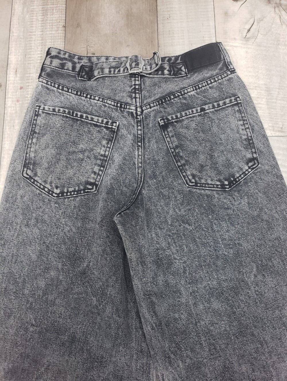 S.O.N.G. Acid Wash Grey High Rise Barrel Balloon Baggy Jeans Size 3/26 - Picture 7 of 11